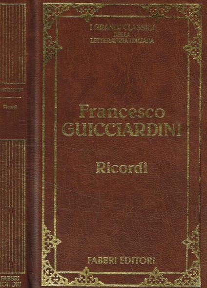 Ricordi - Francesco Guicciardini - copertina