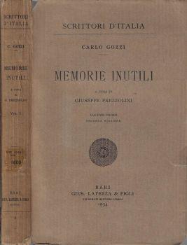 Memorie inutili Vol I - Carlo Gozzi - copertina
