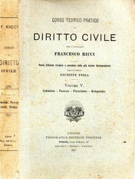 Corso teorico - pratico di Diritto Civile - Francesco Ricci - copertina