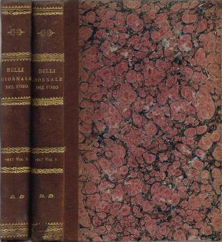 Giornale del Foro. in cui si raccolgono le più importanti regiudicate de' supremi tribunali Pontifici in materia civile criminale ed amministrativa compilato da B. Belli - Anno 1847-48 - Vol. 1 - Vol. 2 - Bartolomeo Belli - copertina