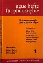 Neue hefte fur philosophie. Phanomenologie und sprachanalyse