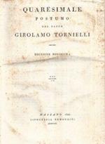 Quaresimale Postumo del padre Girolamo Tornielli