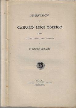 Osservazioni da Gasparo Luigi Oderico sopra alcuni codici della libreria di G. Filippo Durazzo - Gasparo Luigi Oderico - copertina