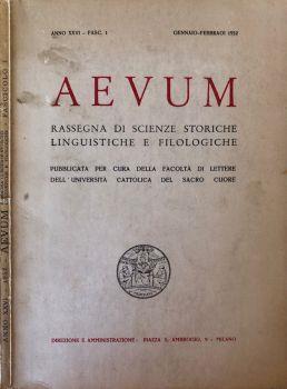 Aevum. Rassegna di scienze storiche liguistiche e filologiche - copertina