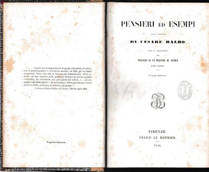 Pensieri ed esempi - Cesare Balbo - copertina