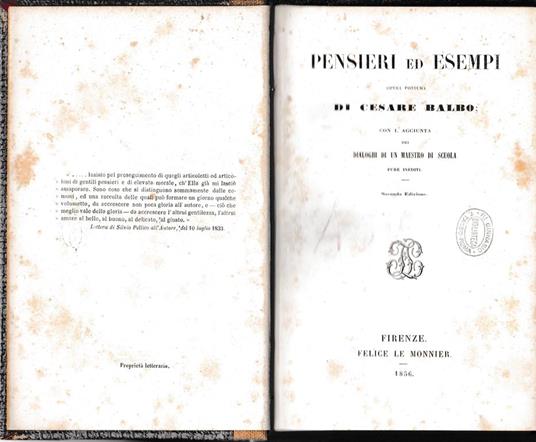 Pensieri ed esempi - Cesare Balbo - copertina