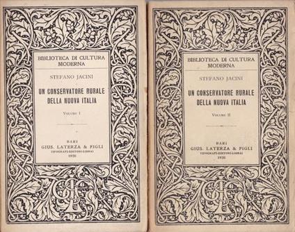 Un conservatore rurale della nuova Italia. I. II - Stefano Jacini - copertina