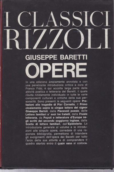 Opere - Giuseppe Baretti - copertina