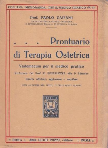 Prontuario di Terapia Ostetrica - Paolo Gaifami - copertina