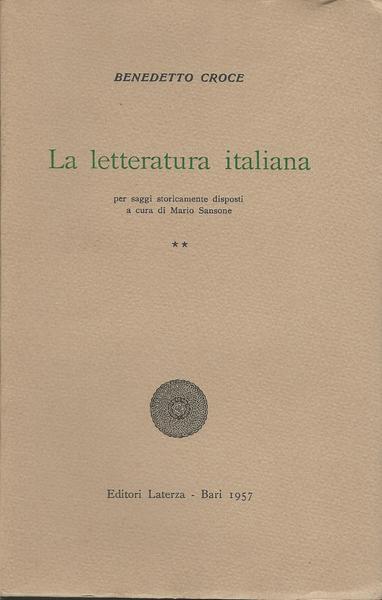 La Letteratura Italiana. Volume Ii