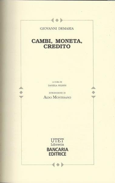 Cambi, Moneta, Credito