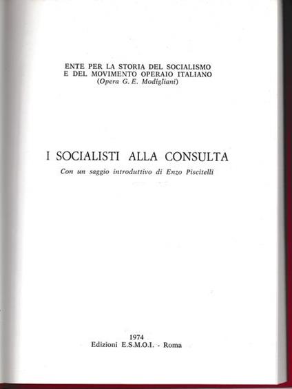 I socialisti alla consulta - G. E. Modigliani - copertina