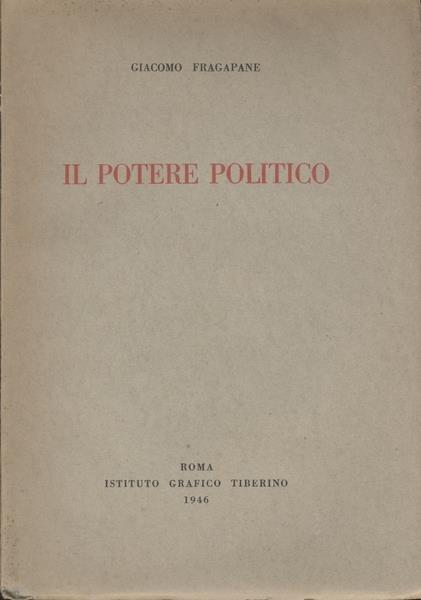 Il Potere Politico - Giacomo Fragapane - copertina