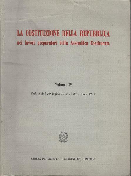 La Costituzione Della Repubblica. Volume Iv - copertina