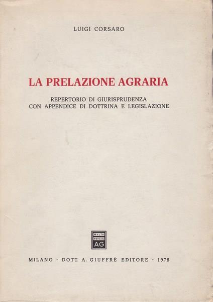 La prelazione agraria - Luigi Corsaro - copertina