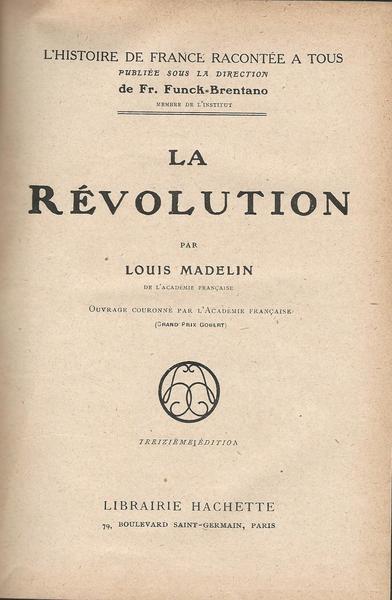 La révolution - Louis Madelin - copertina