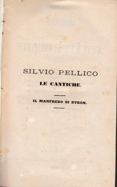 Le cantiche - Il Manfredo di Byron - Silvio Pellico - copertina