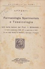 Appunti di farmacologia sperimentale e tossicologia