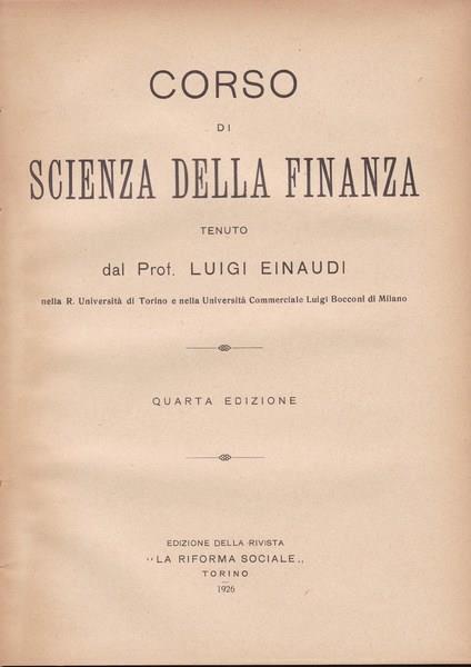 Corso di Scienza della Finanza - Luigi Einaudi - copertina