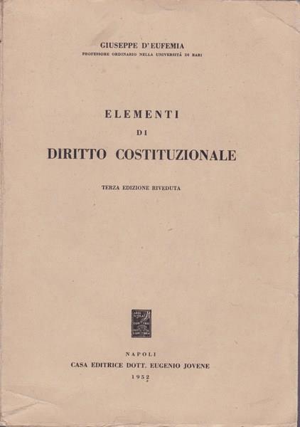 Elementi di Diritto Costituzionale - Giuseppe D'Eufemia - copertina