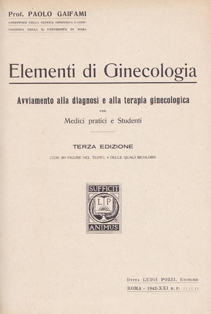 Elementi di ginecologia - Paolo Gaifami - copertina