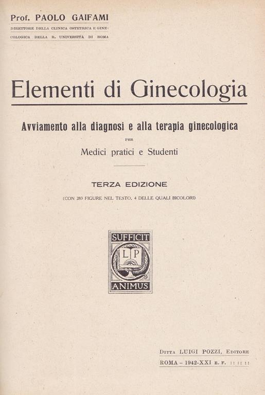Elementi di ginecologia - Paolo Gaifami - copertina