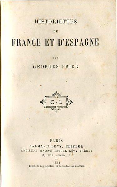 Historiettes de France et d'Espagne - Georges Price - copertina