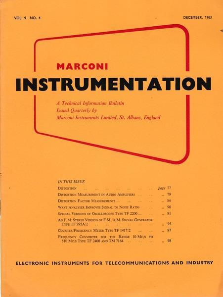 Marconi instruments. A Technical Information Bulletin. Vol. 9. N. 4. Dic. 1963 - P. M. Ratcliffe - copertina