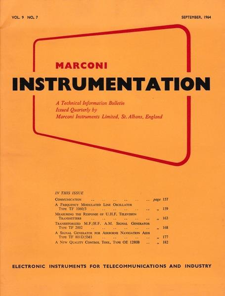 Marconi instruments. A Technical Information Bulletin.Vol. 9. N. 7. Sett. 1963 - P. M. Ratcliffe - copertina