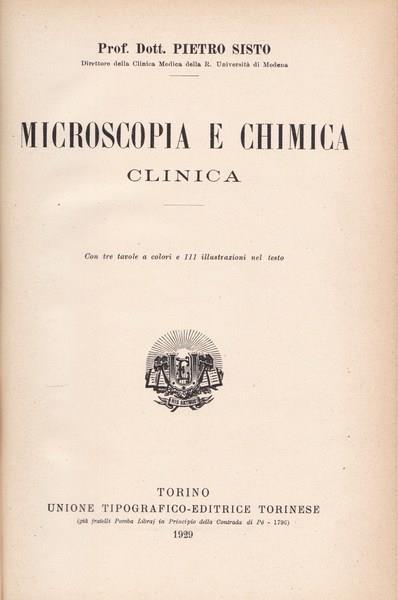 Microscopia e chimica clinica - Pietro Sisto - copertina