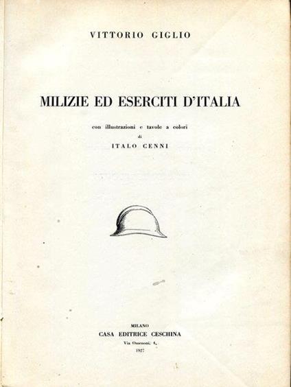 Milizie ed eserciti d'Italia - Vittorio Giglio - copertina