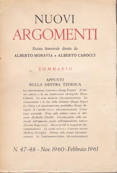 Nuovi Argomenti. N.47-48. Novembre 1960-Febbraio 1961. - copertina