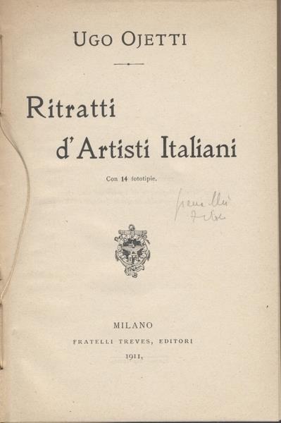 Ritratti D'Artisti Italiani - Ugo Ojetti - copertina
