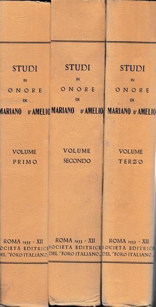 Studi in onore di Mariano D'Amelio. Volumi I-II-II - copertina