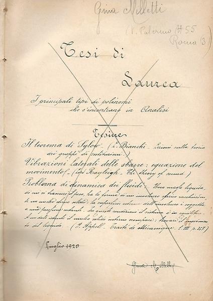 Tesi Di Laurea. I Principali Tipi Di Polinomi Che S'Incontrano In Analisi - copertina