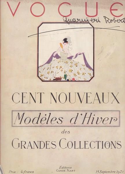 Vogue. Cent nouveaux Modéles d'Hiver des Grandes Collections. 15 Settembre 1921 - copertina