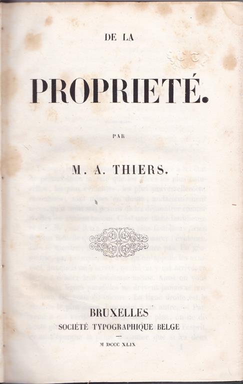 De la proprietà - Adolphe Thiers - copertina