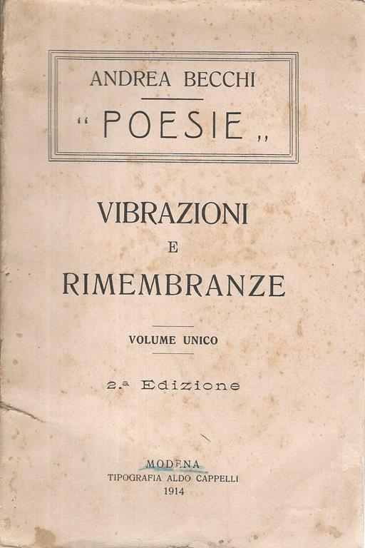 Poesie. Vibrazioni e rimenbranze - Ada Becchi - copertina