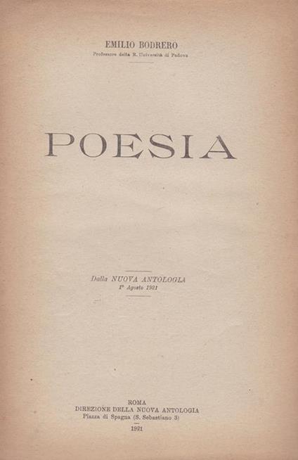Poesia - Emilio Bodrero - copertina