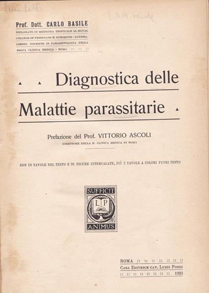 Diagnostica delle malattie parassitarie - Carlo Basile - copertina