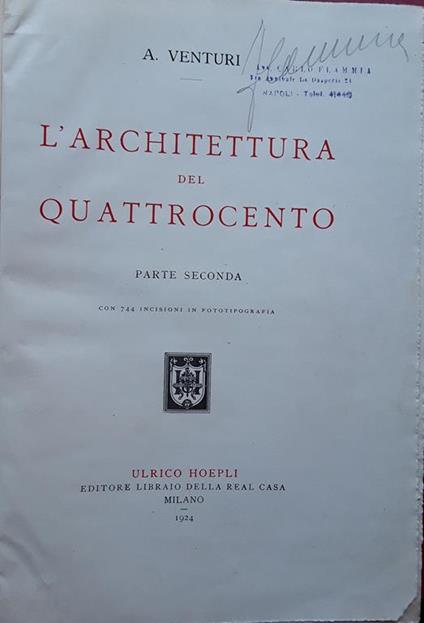 architettura del Quattrocento. Parte seconda - Adolfo Venturi - copertina