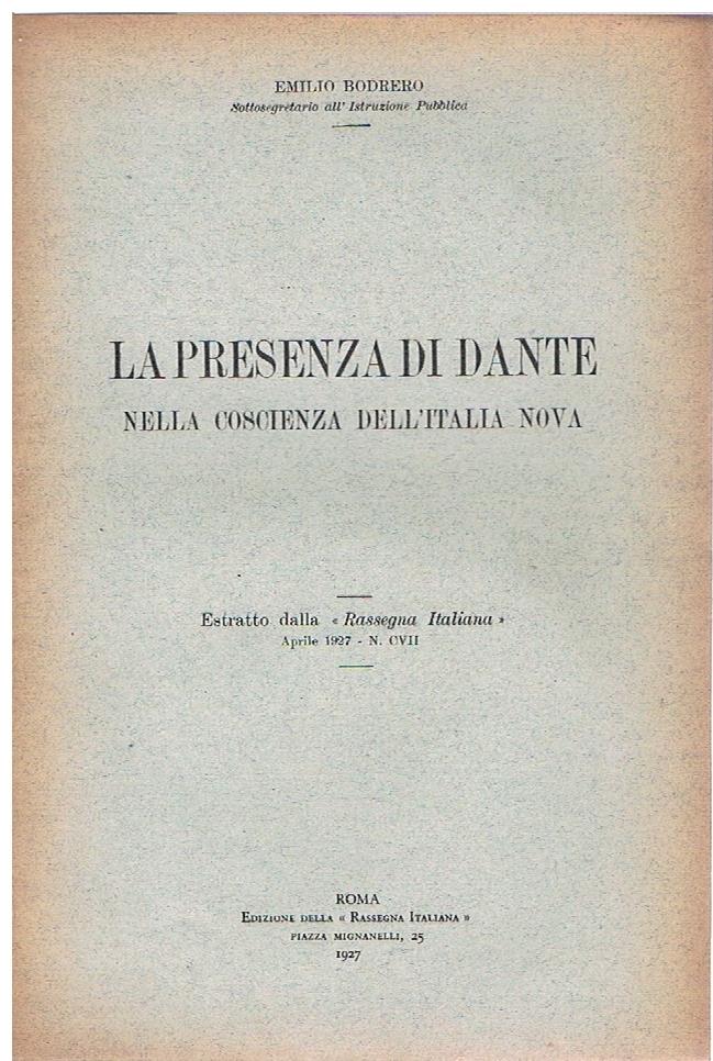 presenza di Dante nella coscienza dell'Italia nova