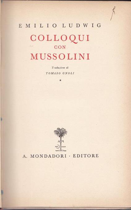 Colloqui con Mussolini - Emil Ludwig - copertina