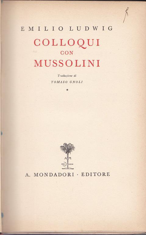 Colloqui con Mussolini - Emil Ludwig - copertina