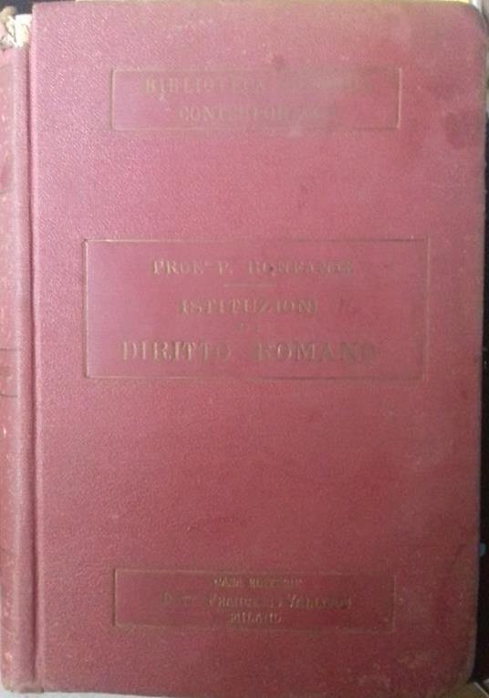 Istituzioni di Diritto Romano - Pietro Bonfante - copertina