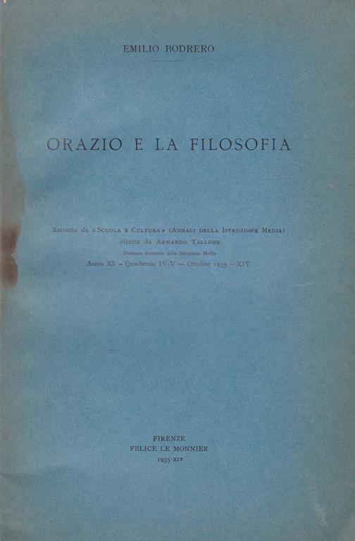 Orazio e la filosofia - Emilio Bodrero - copertina
