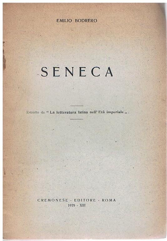 Seneca - Emilio Bodrero - copertina