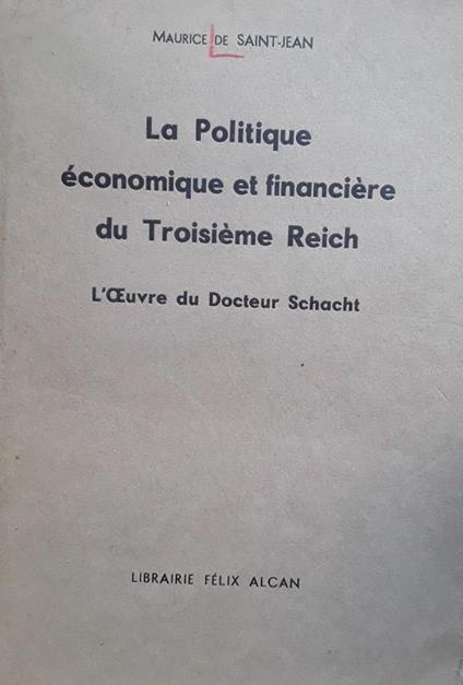 politique economique et financiere du troisieme reich - copertina