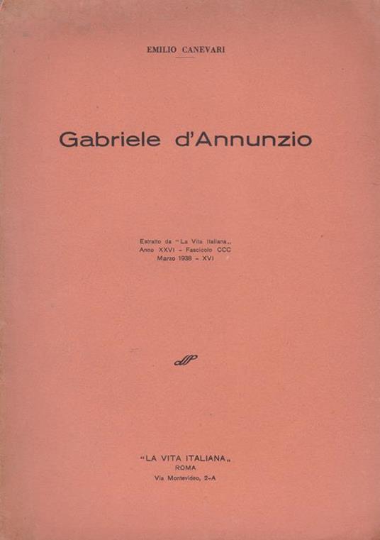 Gabriele d'Annunzio - Emilio Canevari - copertina
