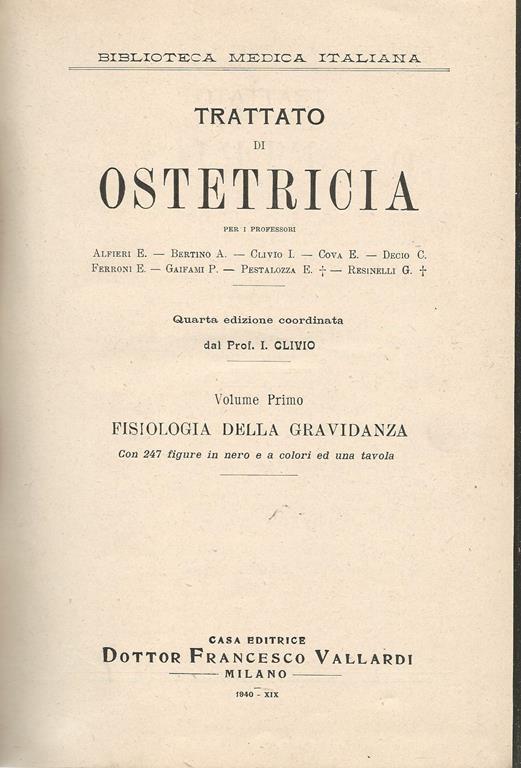 Trattato di ostetricia - I. Clivio - copertina